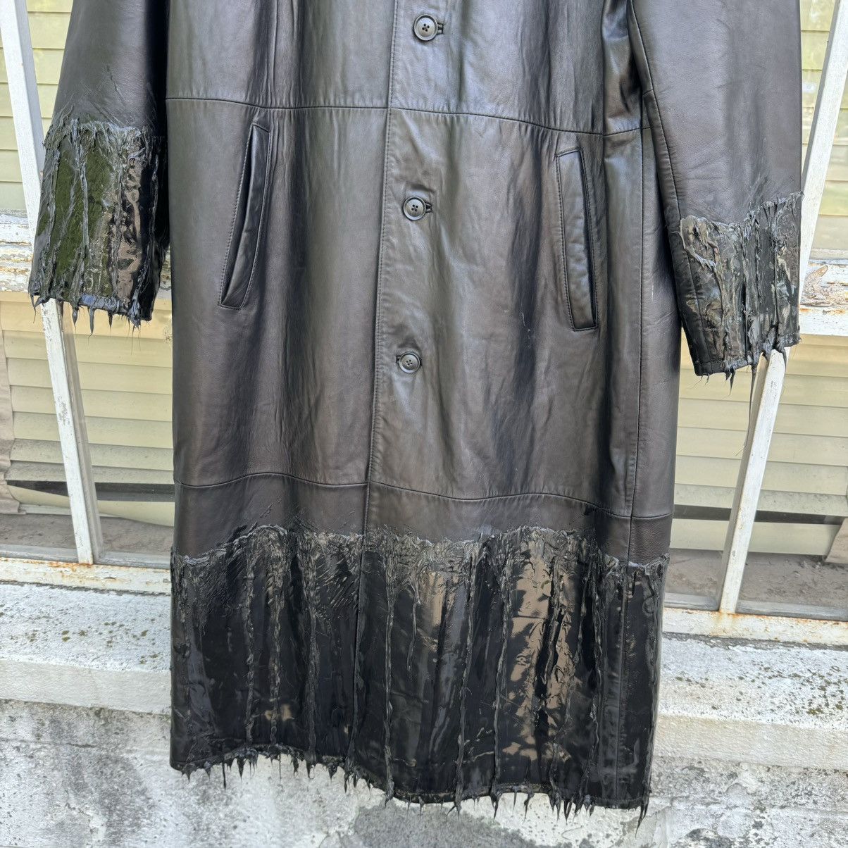 Japanese Brand Black Calf Leather Dripped Jacket Size US M / EU 48-50 / 2 - 2 Thumbnail