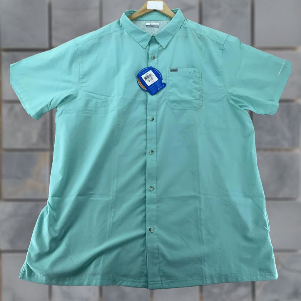 AQUA Columbia PFG Shirt Mens 2XL Aqua Omni Shade UPF 50 Fishing Collared Button Up Size US XXL / EU 58 / 5 - 1 Thumbnail