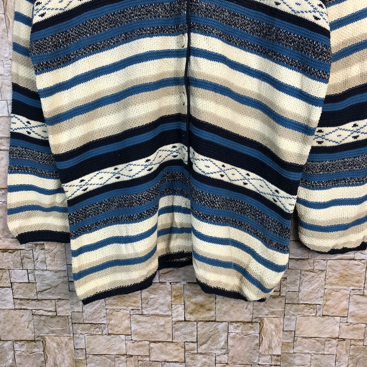 Homespun Knitwear × Japanese Brand Belle Maison senshukai japan Blue Cardigan knitwear #A227 Size US L / EU 52-54 / 3 - 6 Thumbnail