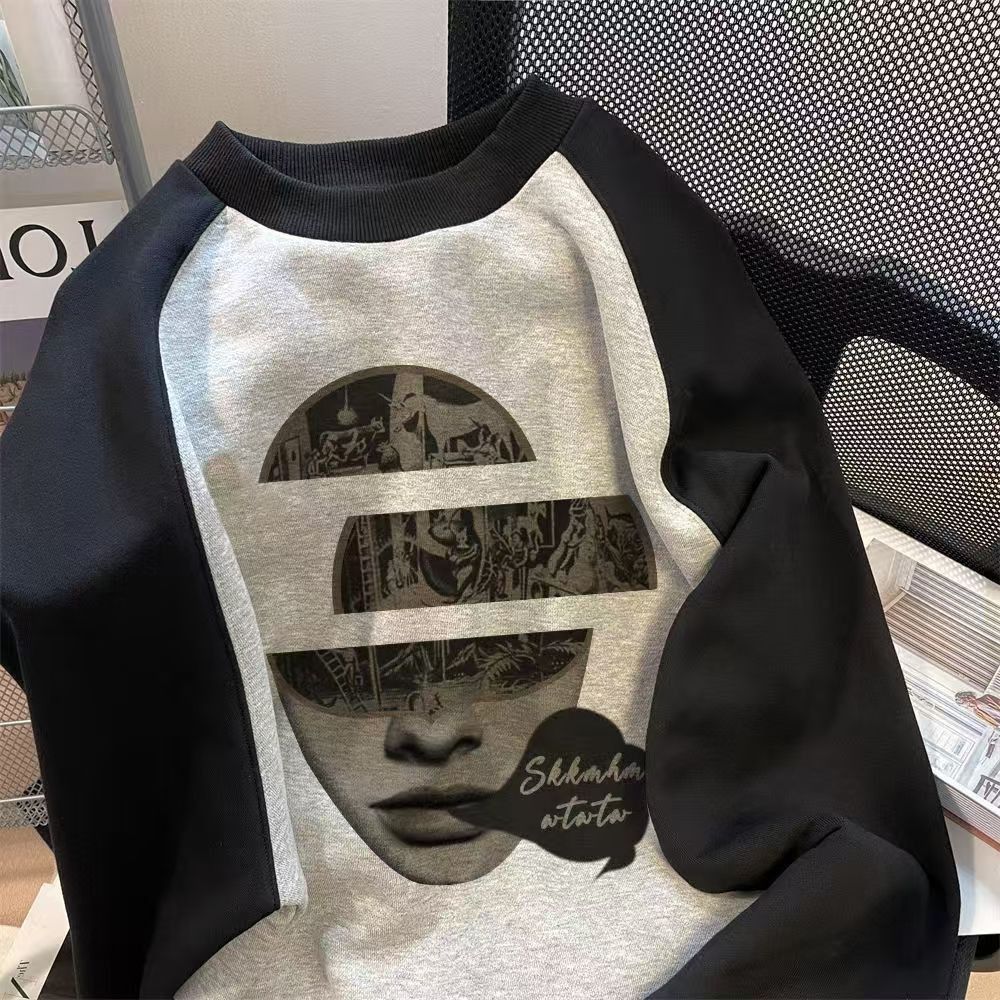 Vintage Artistic Face Raglan Sweatshirt Size US M / EU 48-50 / 2 - 2 Thumbnail