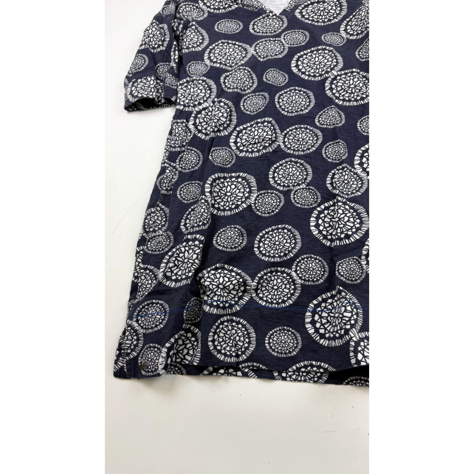 Vintage Hatley Dress Womens M Short Blue A-Line 3/4 Sleeve V-Neck Geometric Print Size M / US 6-8 / IT 42-44 - 2 Thumbnail