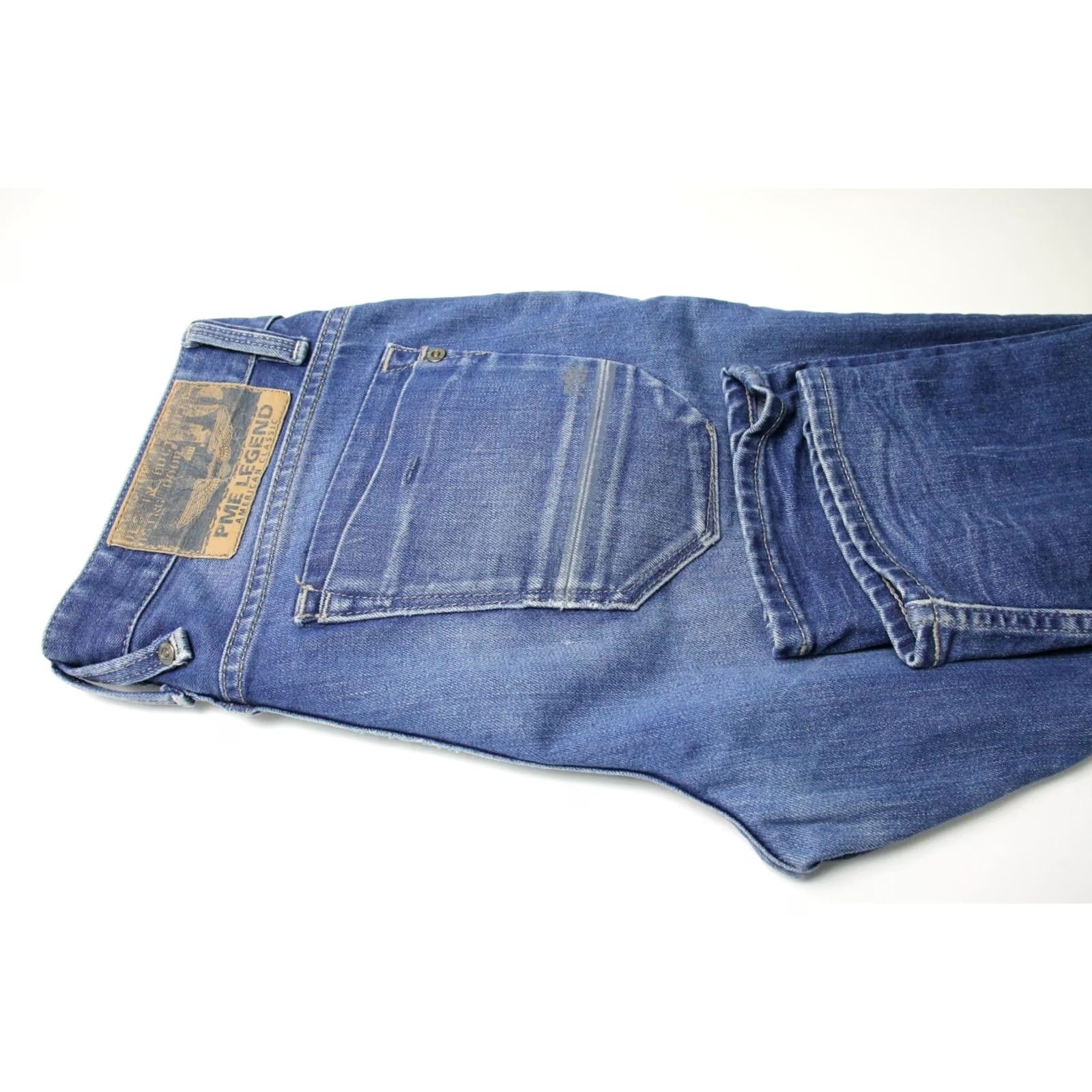 Vintage PME Legend Jeans Men's W29/L32 Tapered Fit Zip Fly Stretch Faded Whiskers Blue Jeans Size US 29 - 5 Thumbnail