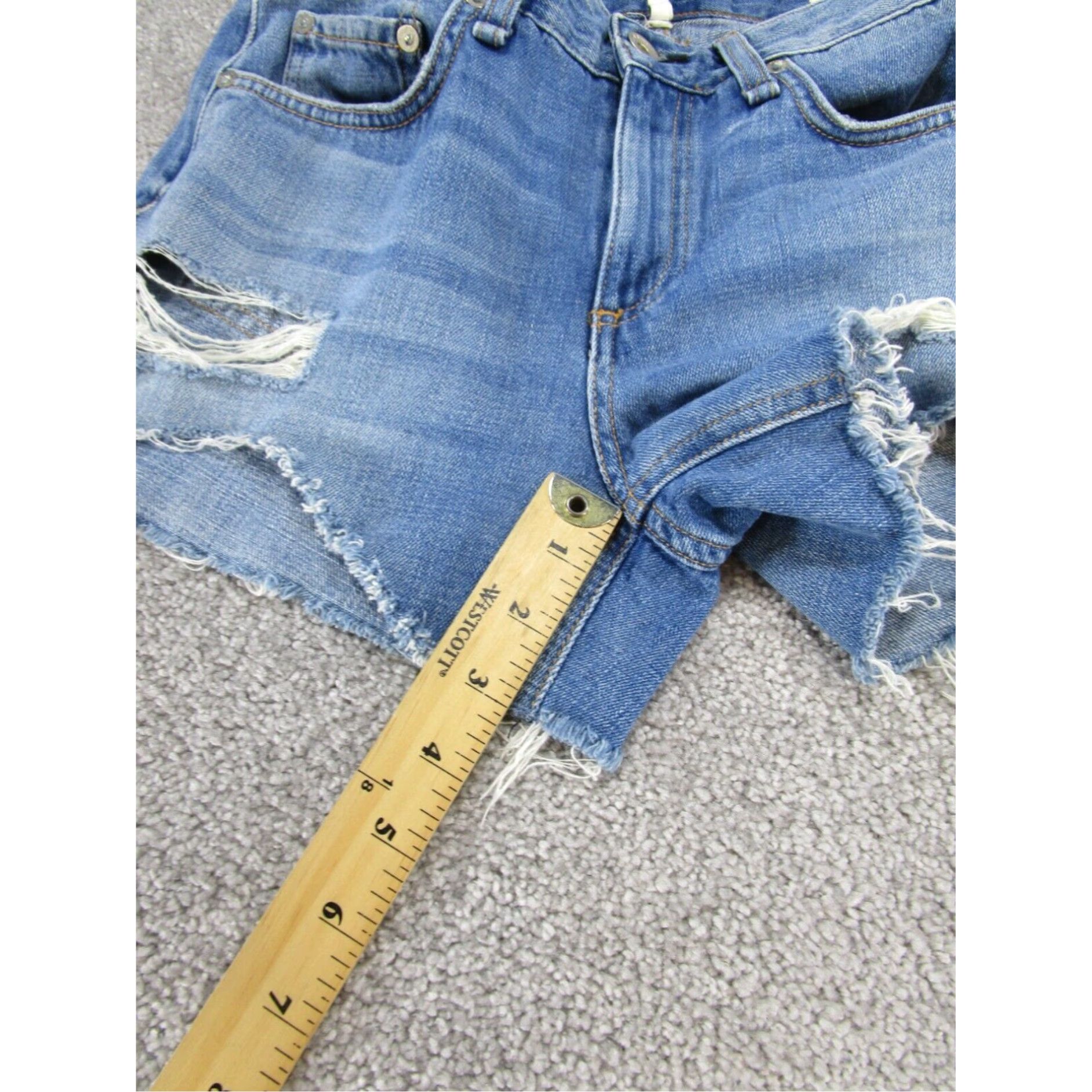 Rag & Bone Rag & Bone Womens Medium Blue Denim Shorts Low Rise Cut Off Style 25 Size 42" / US 20 - 3 Thumbnail