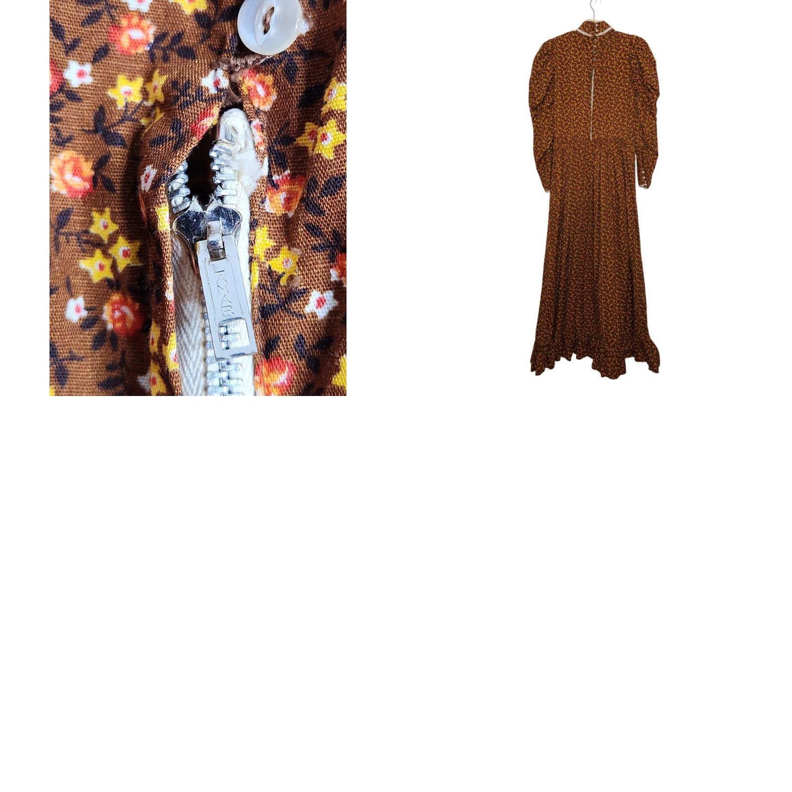 Vintage VINTAGE Handmade 70s Dress Prairie Renaissance Peasant Lace Flowers Groovy Size S / US 4 / IT 40 - 8 Thumbnail