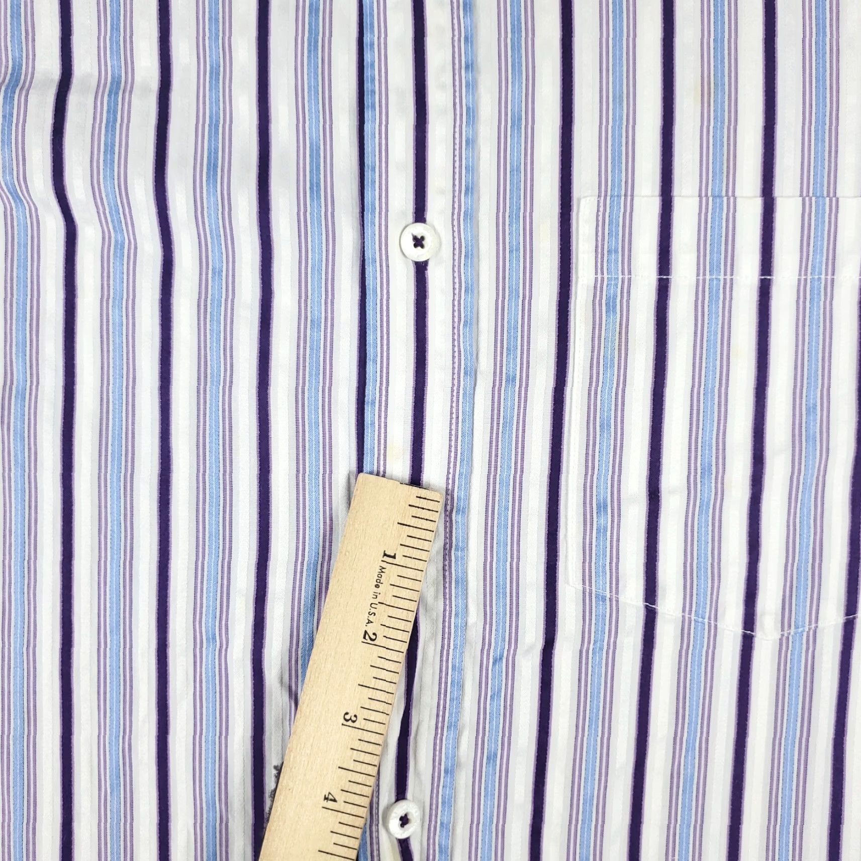 BUGATCHI Bugatchi Uomo Shirt Mens Medium Purple Striped Button-Up Long Sleeve Cotton Pocket Collared Regular Fit Size US M / EU 48-50 / 2 - 3 Thumbnail