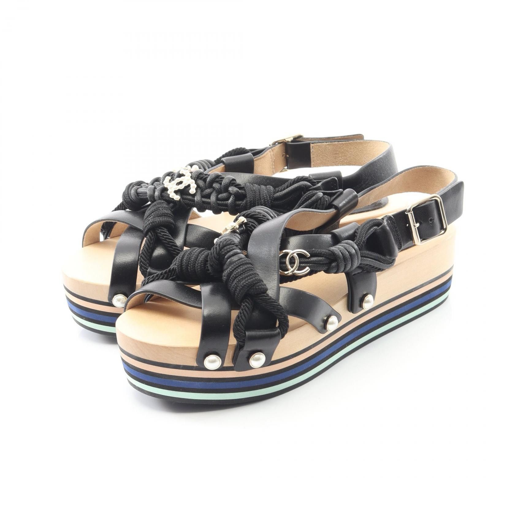 Chanel Chanel Chanel Coco Mark Leather Sandals Leather Shoes DUTY FREE for USA Size ONE SIZE - 1 Thumbnail