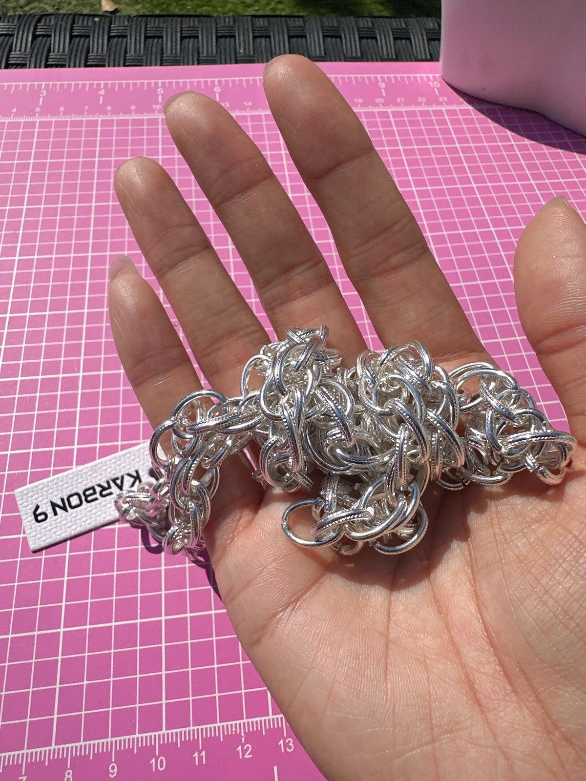 Designer KARBON 9 Silver Chain Necklace new with tag 26 inches unisex Size ONE SIZE - 5 Thumbnail