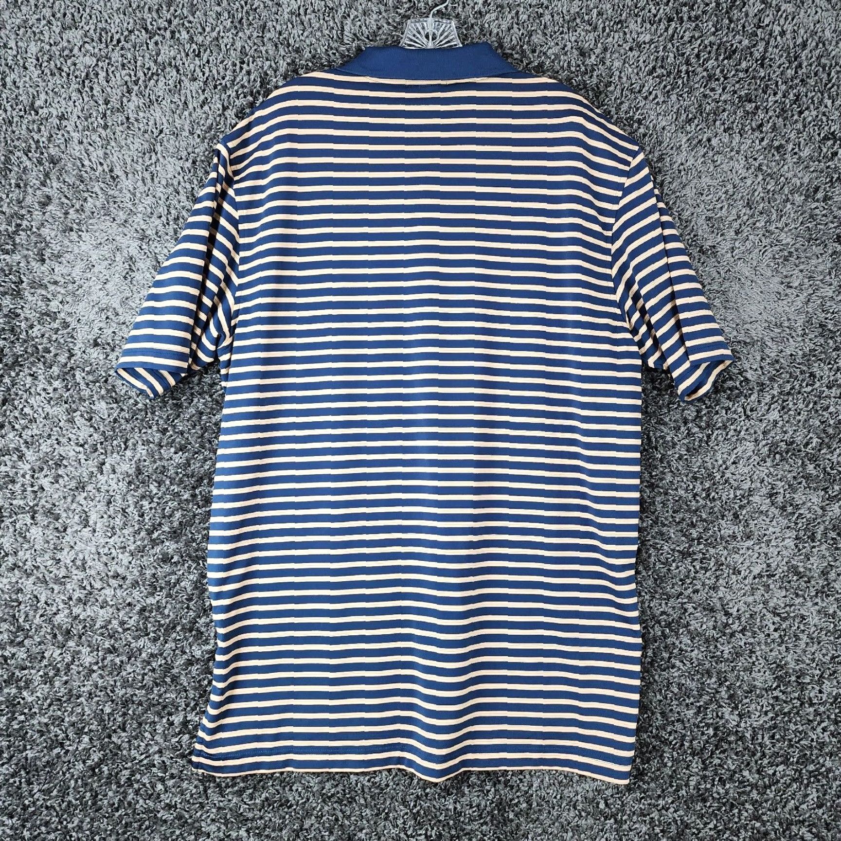 Peter Millar Peter Millar Polo Shirt Mens Short Sleeve Striped Blue Orange Polyester Size L Size US L / EU 52-54 / 3 - 5 Thumbnail