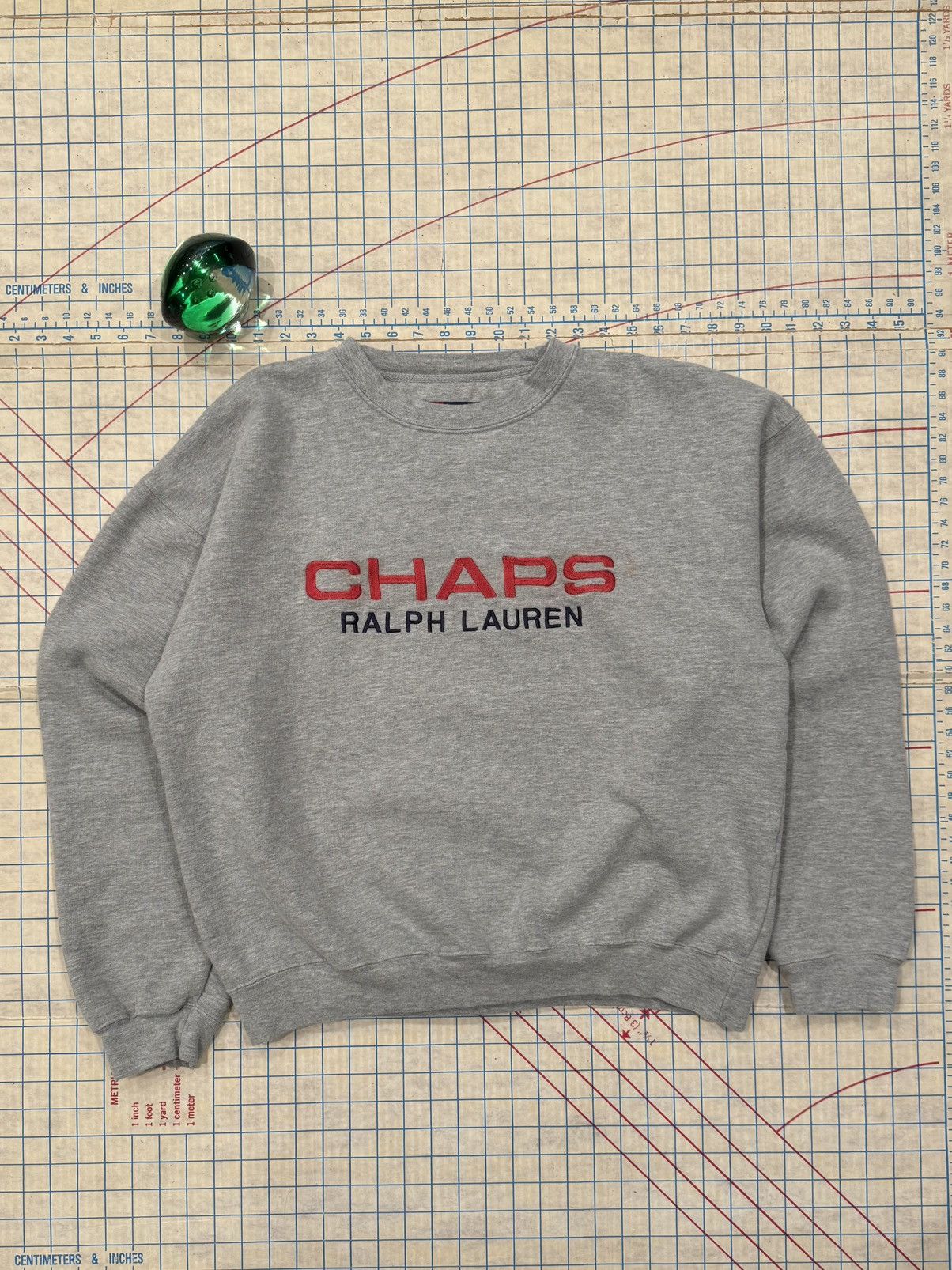 Chaps Vintage Chaps Ralph Lauren Spell Out Crewneck Sweater Gray L Size US L / EU 52-54 / 3 - 1 Thumbnail