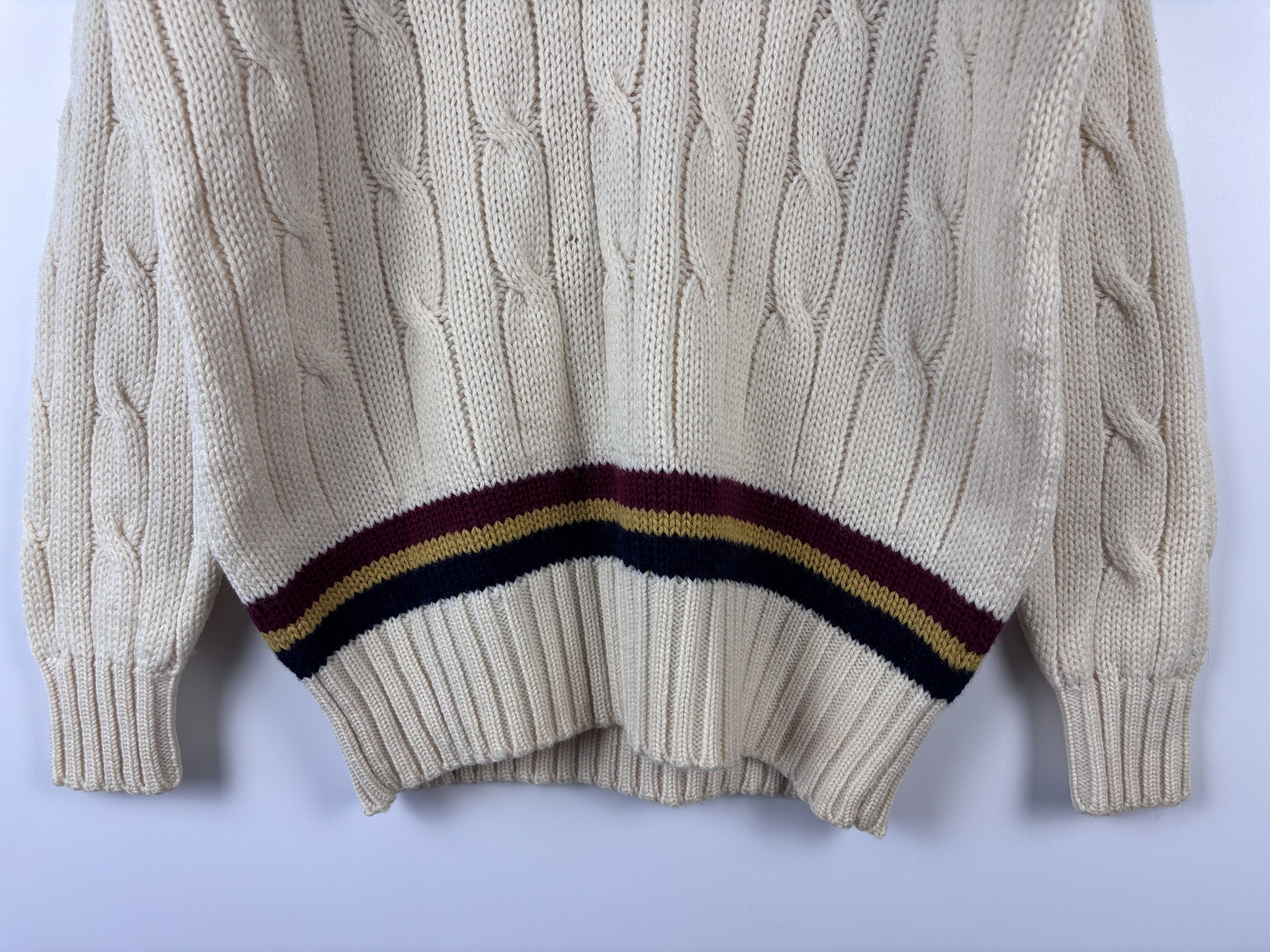 Vintage KF Knitwear Hand Framed Tennis Cricket Sweater Cable-Knit Size US M / EU 48-50 / 2 - 3 Thumbnail