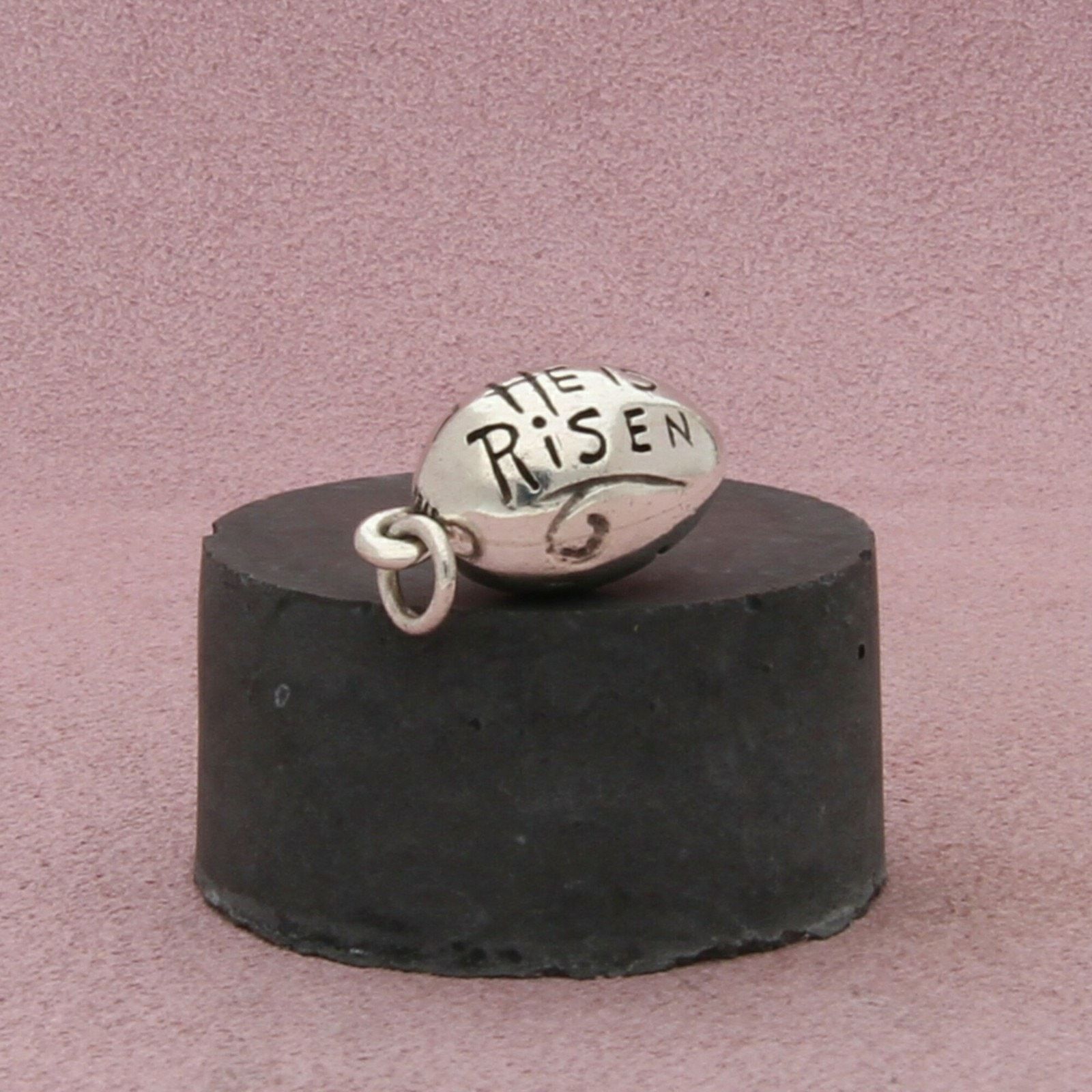 Sterling Silver sterling silver vintage he is risen easter egg charm pendant Size ONE SIZE - 1 Thumbnail