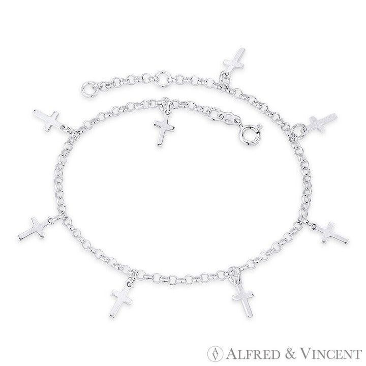 Other Flat Latin Cross Rolo Link Chain Charm Anklet Size ONE SIZE - 1 Preview