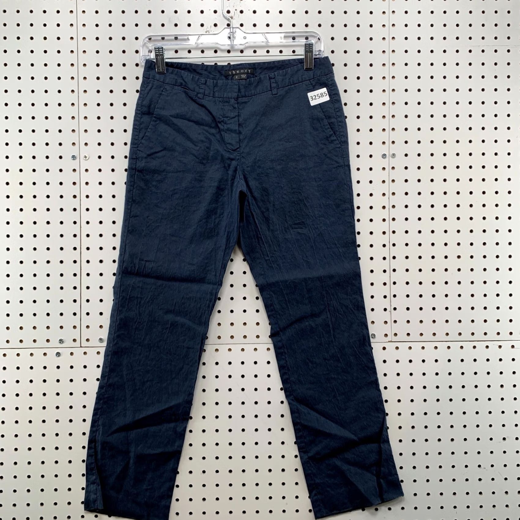 Theory Theory Chino Pants Womens Size 2 Blue Casual Linen Blend Fits 27x25.5 Size 26" / US 2 / IT 38 - 2 Thumbnail
