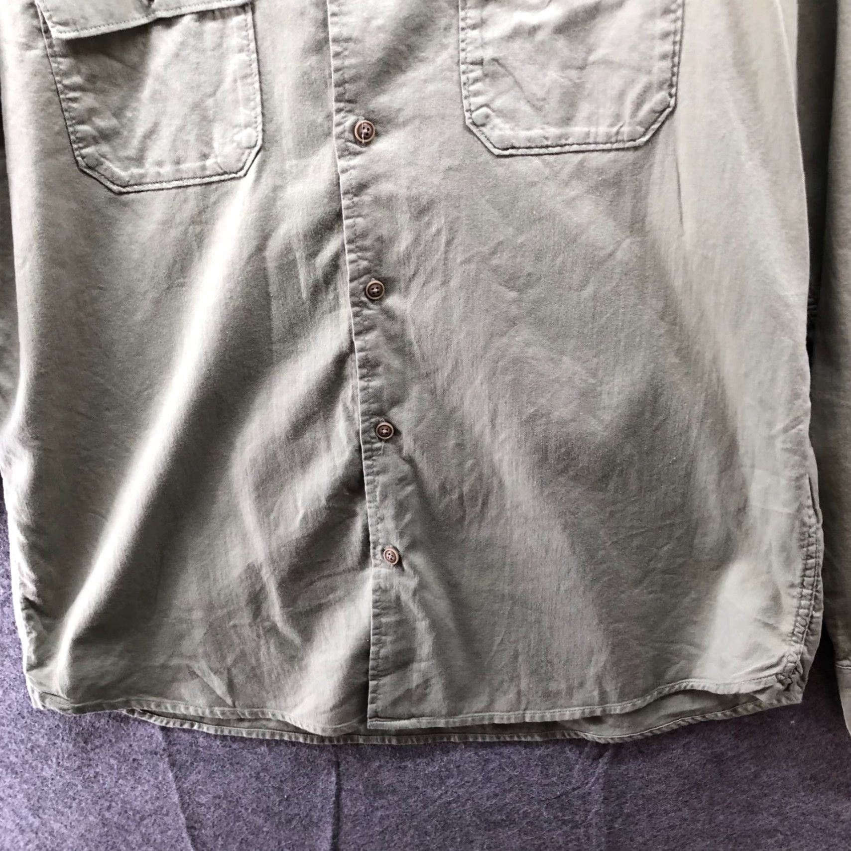 Frame FRAME Long Sleeve Button-Up Shirt Mens L Sage Green Classic Fit Double Pocket Size US L / EU 52-54 / 3 - 4 Thumbnail