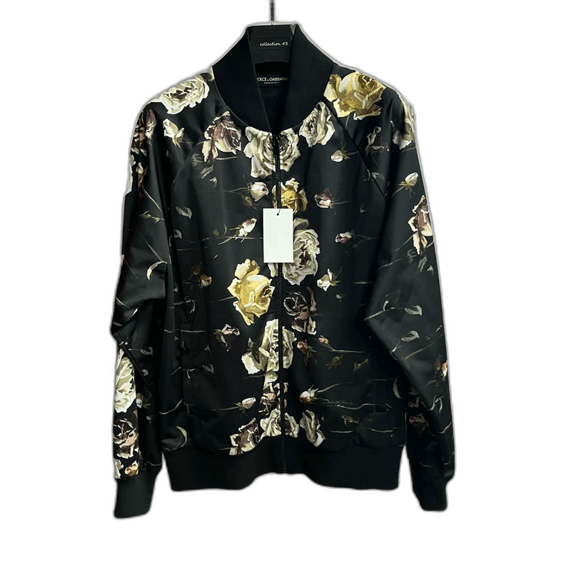 Dolce & Gabbana Dolce & Gabbana Floral Print Black Jacket Size US M / EU 48-50 / 2 - 1 Thumbnail