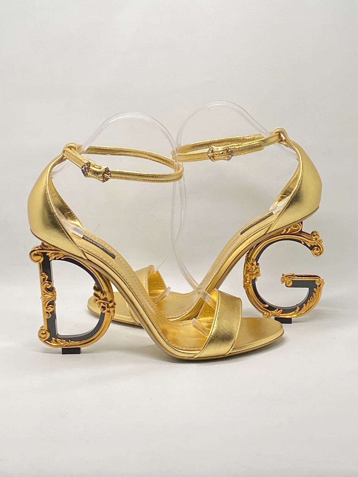 Dolce & Gabbana DOLCE&GABBANA Sculpted-Heel Metallic Leather Sandals size 41 Size US 11 / IT 41 - 7 Thumbnail