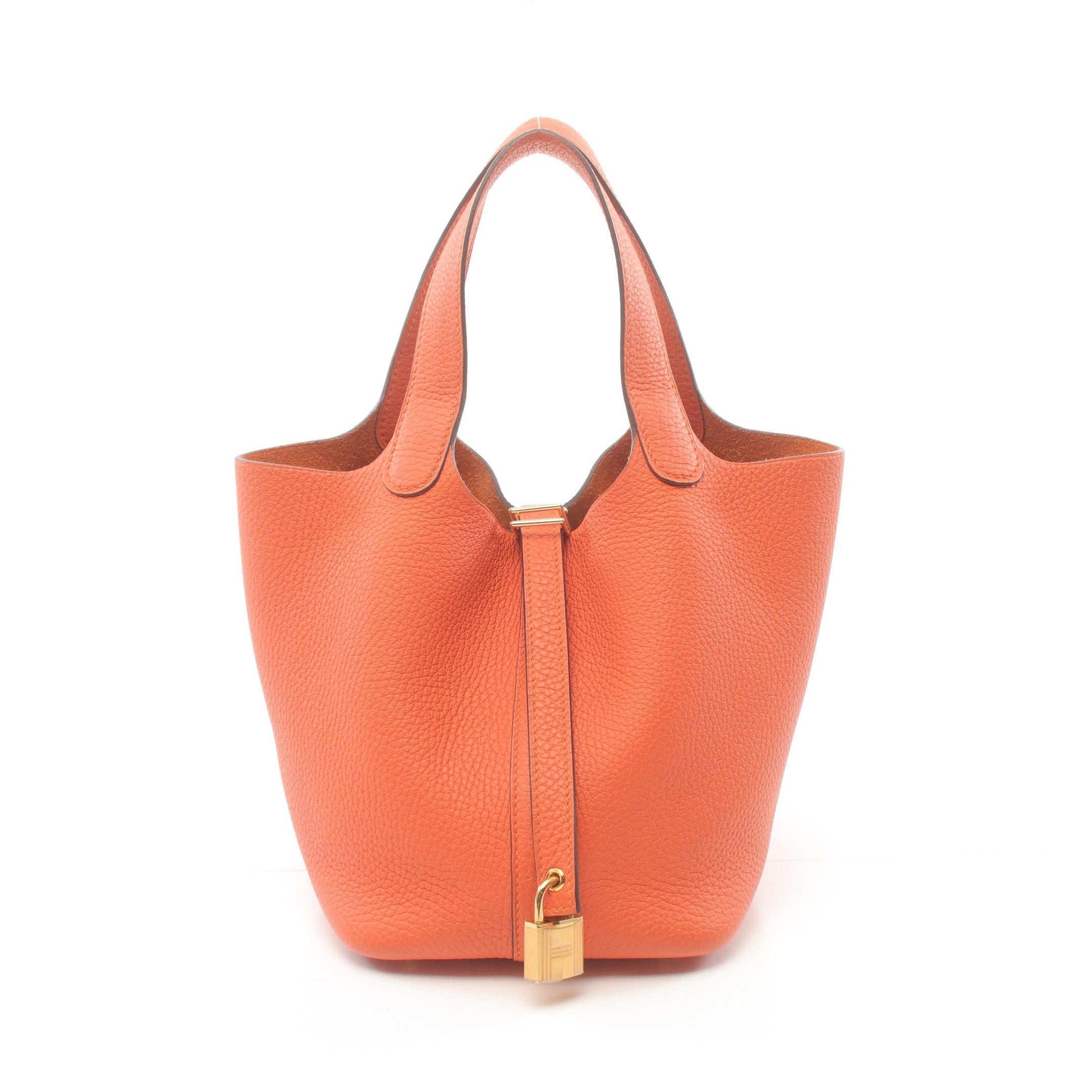 Hermes Hermes Picotan Lock Pm Handbag Clemence Leather Orange Gold Hardware Y Stamp Size ONE SIZE - 1 Thumbnail