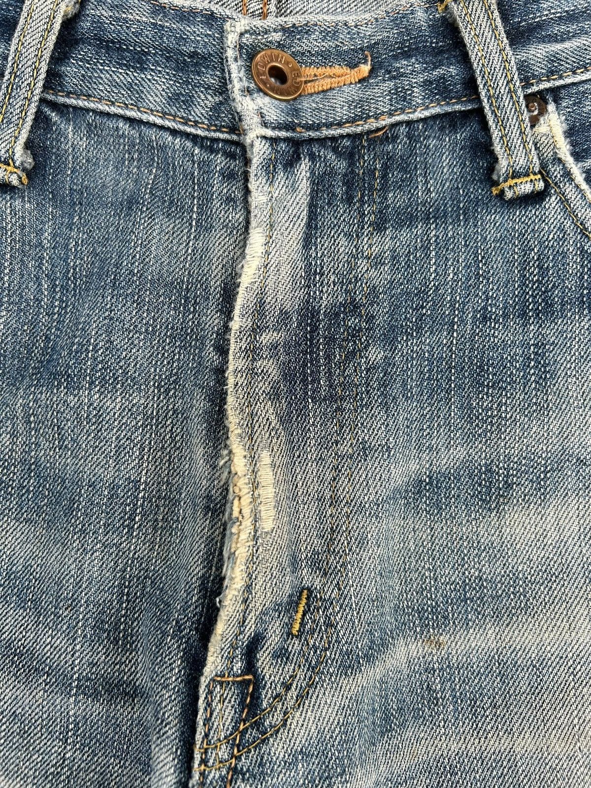 Kapital Thrashed Vintage Edwin 505ZX Selvedge Dirty Denim Jeans Size US 32 / EU 48 - 6 Thumbnail