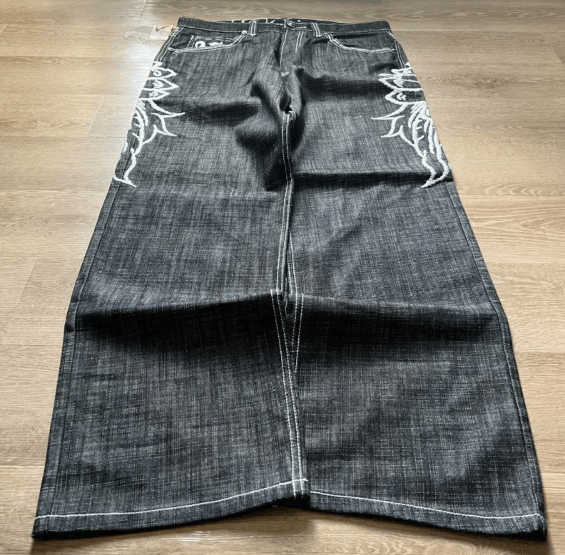 Japanese Brand Oversized Print Embroidered Baggy Jeans Size US 34 / EU 50 - 1 Thumbnail