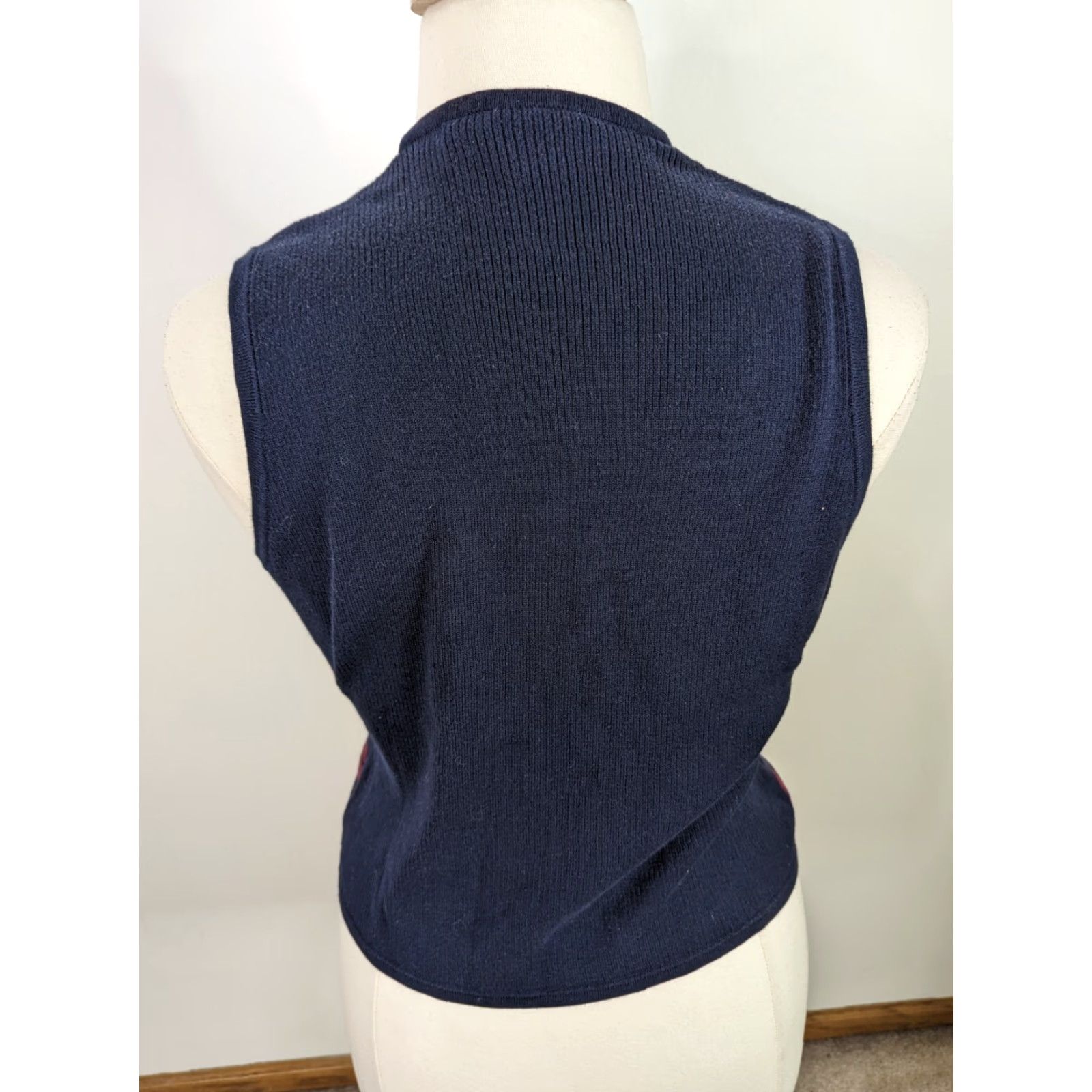 Vintage VINTAGE 90s Check Plaid Cardigan Sweater Vest Women Large V1J Size L / US 10 / IT 46 - 3 Thumbnail