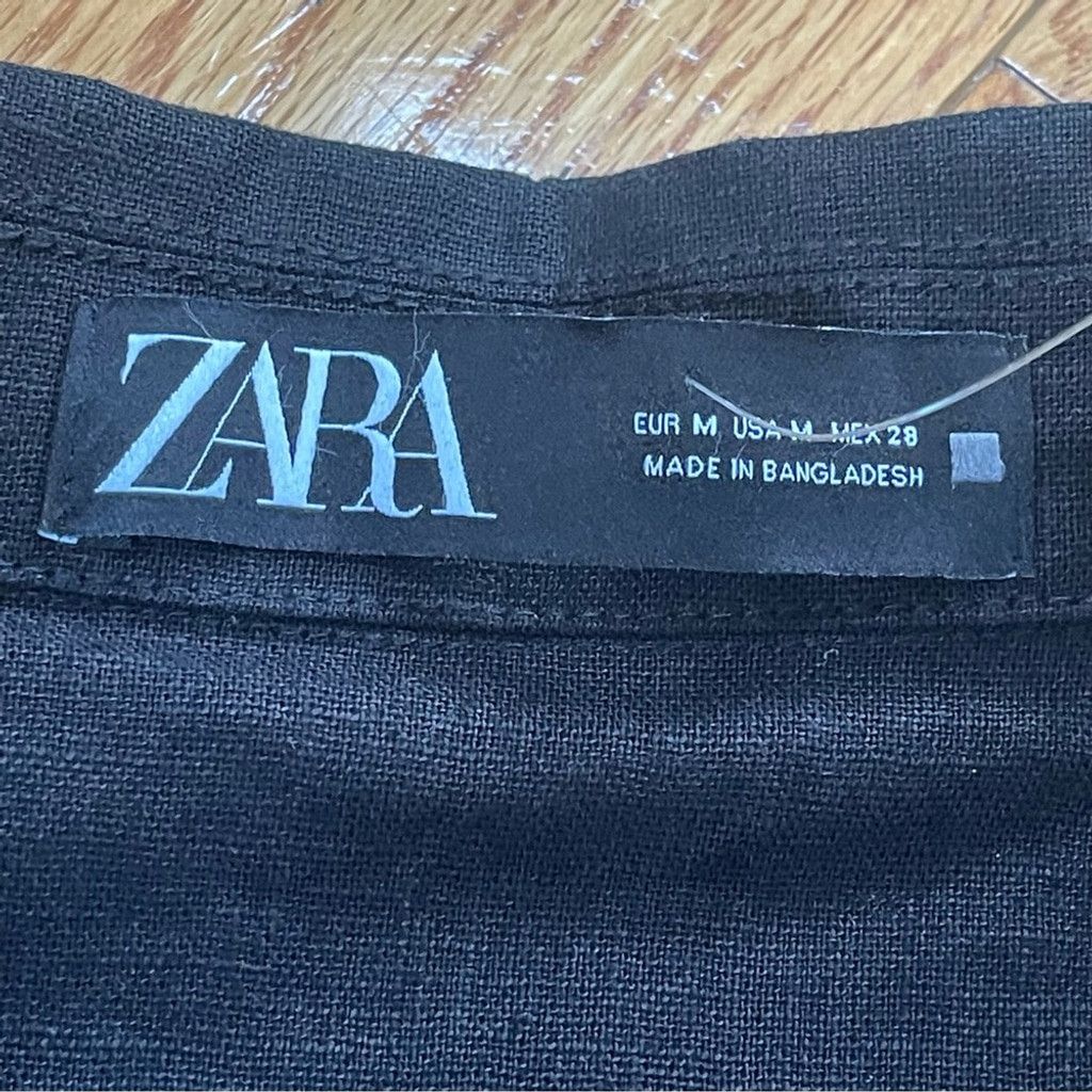 Zara Zara Women's Black Linen Utility Long Jacket with belt Sz M Size L / US 10 / IT 46 - 10 Thumbnail