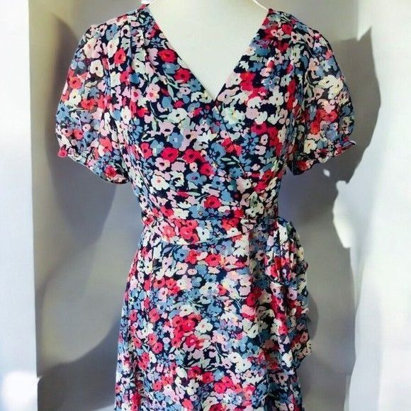 Elie Tahari Tahari Womens Navy Vneck Short Sleeve Tiered Dress NEW 2 Size XS / US 0-2 / IT 36-38 - 8 Thumbnail