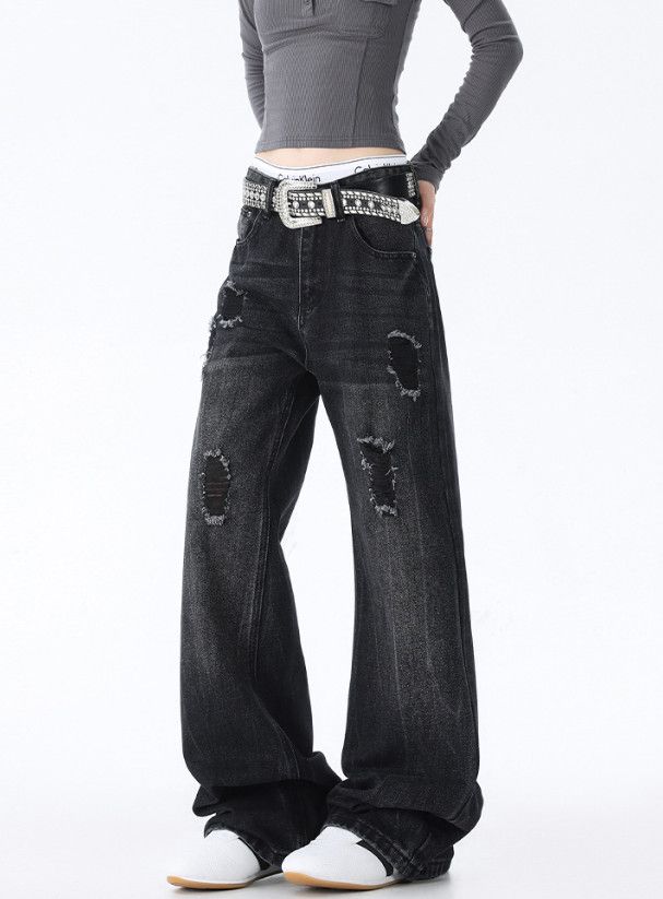 Vintage American retro loose wide-leg ripped jeans Size US 32 / EU 48 - 1 Thumbnail