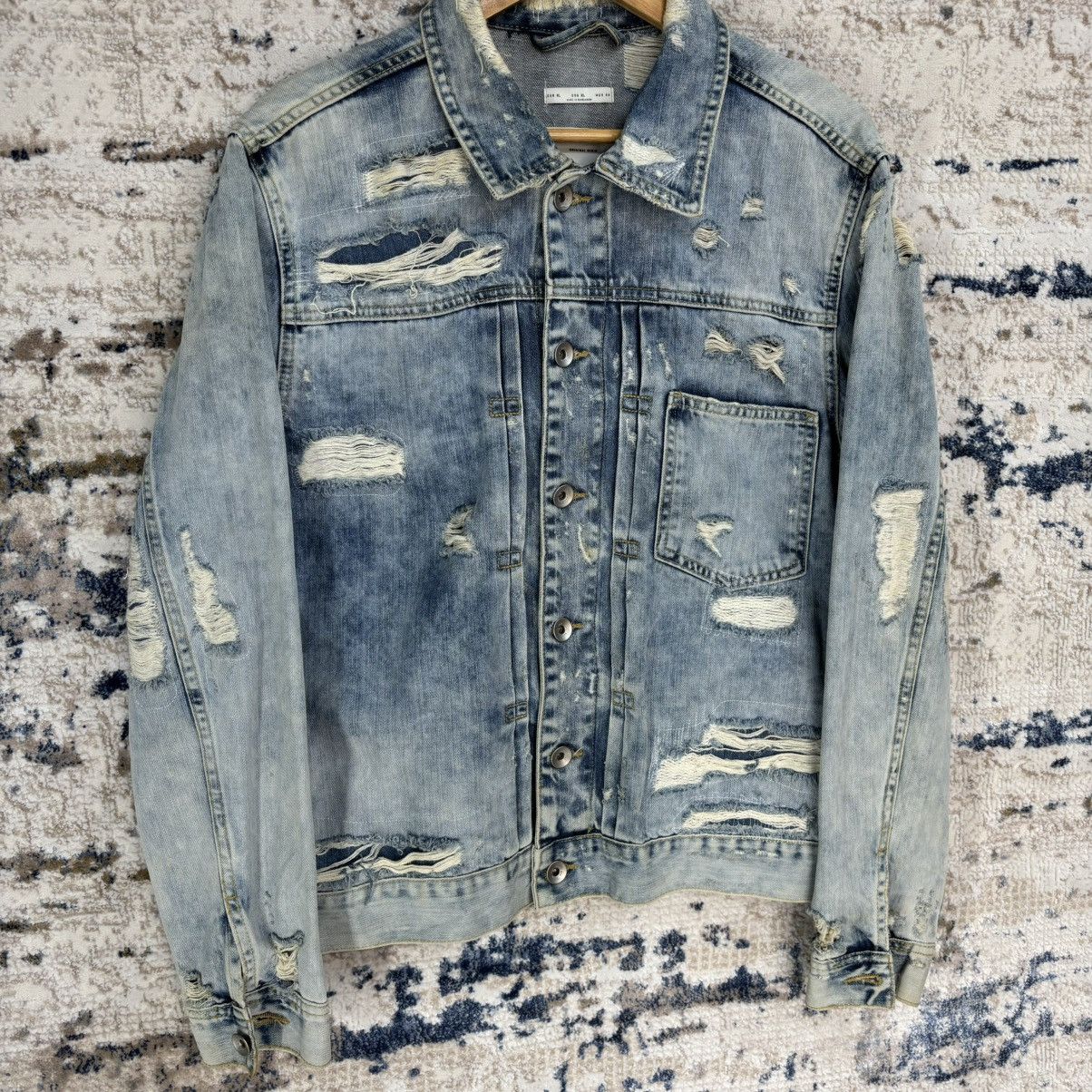 Japanese Brand × Zara Zara Distressed Denim Jean Jacket Type 1 rare design Size US XL / EU 56 / 4 - 4 Thumbnail