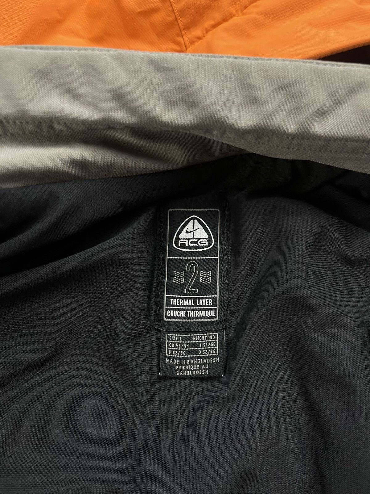 Nike ACG Nike ACG Vintage Thermal Layer Hooded Jacket Orange Gray Size US L / EU 52-54 / 3 - 18 Thumbnail