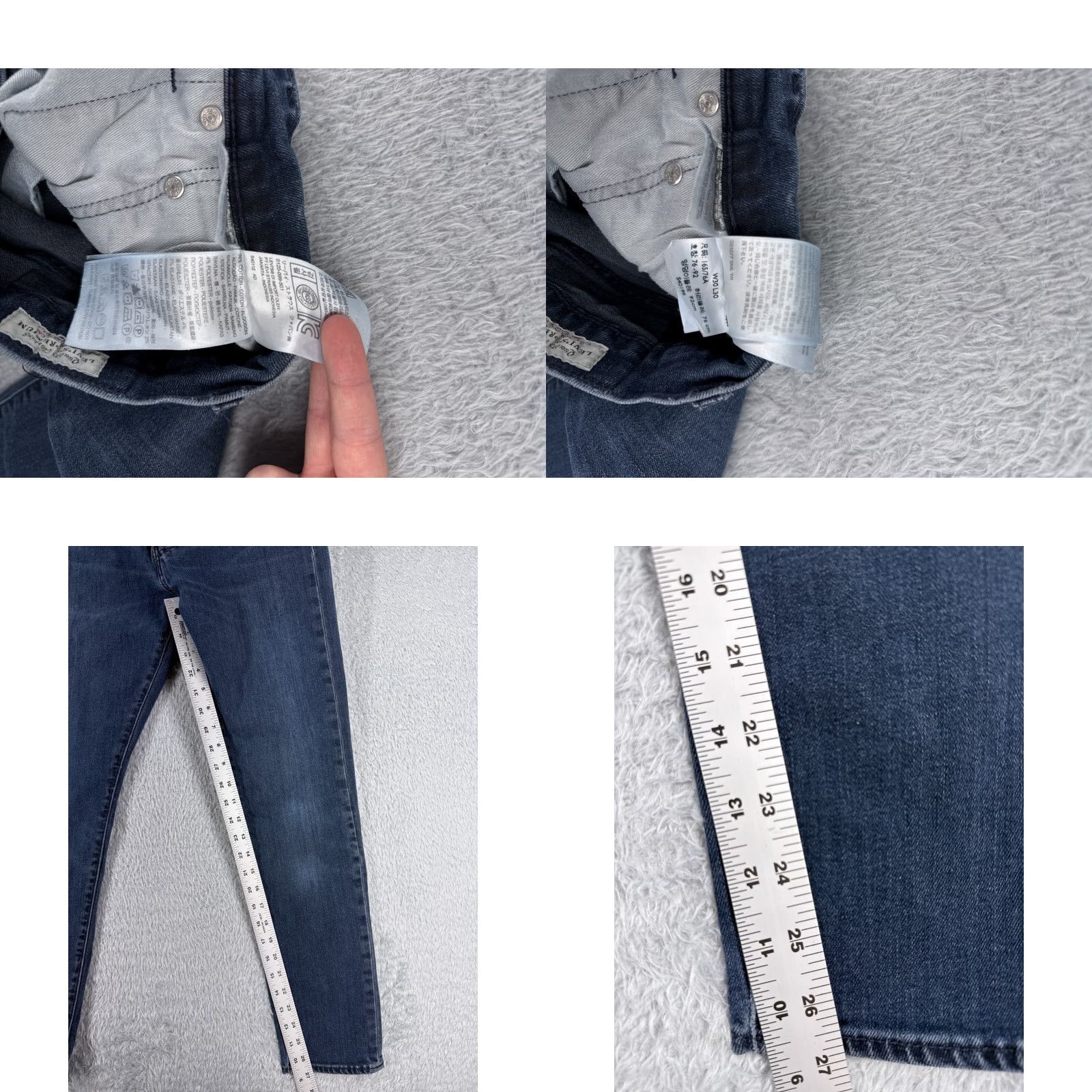 Levi's Levi's Jeans 512 Denim 30x27 Regular Blue Cotton Men's Vintage No 5-Pocket Distressed Stretch Dark Denim Jeans Size US 30 / EU 46 - 8 Thumbnail