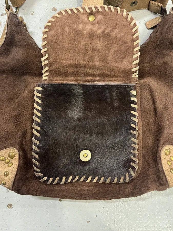 Just Cavalli 2000s Cavalli Brown Suede Leather & Fur Handle Bag Size ONE SIZE - 6 Thumbnail