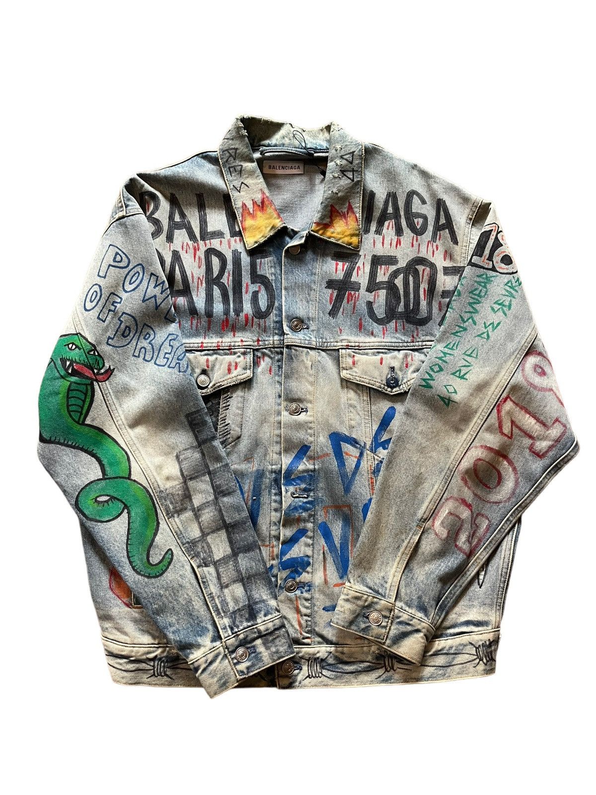 Balenciaga 2019 Graffti Denim Jacket