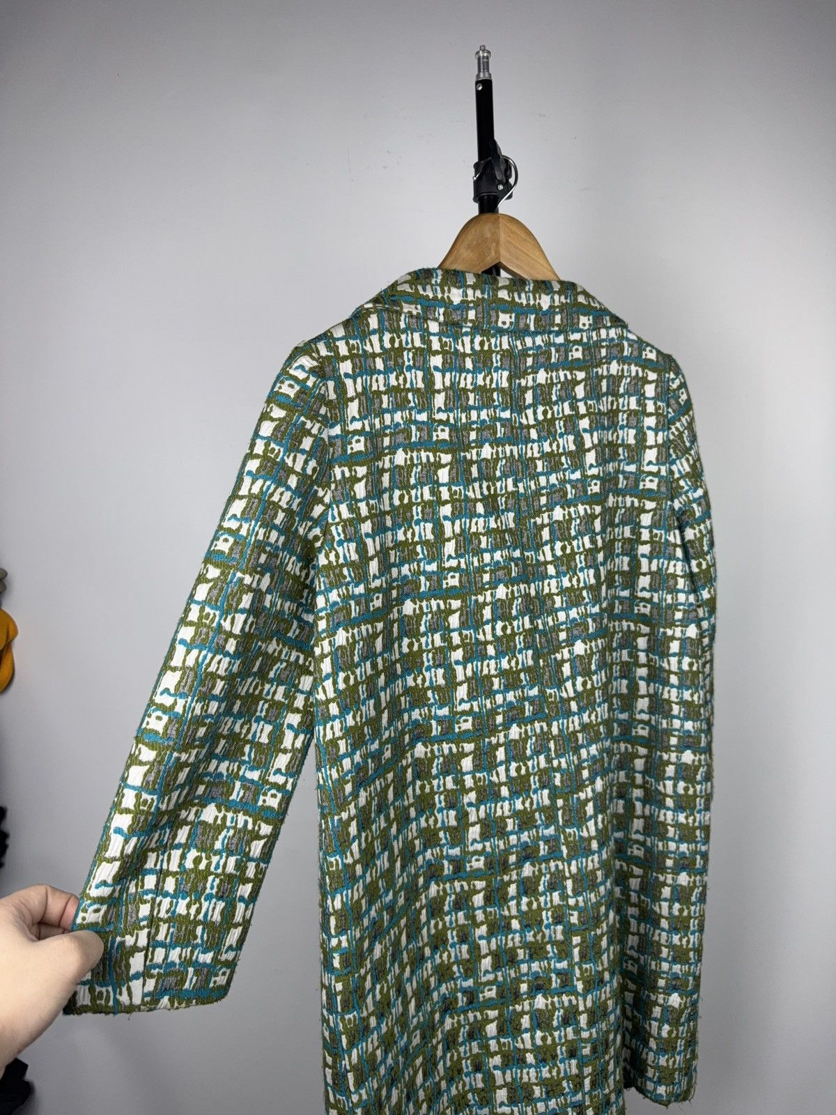 Cos COS Textured Jacquard Coat Green Abstract Pattern SZ 36 S/M Size S / US 4 / IT 40 - 15 Thumbnail