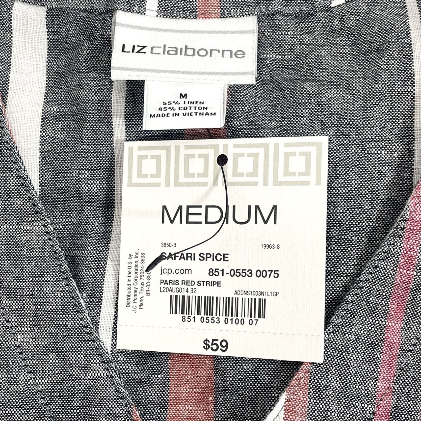 Liz Claiborne Liz Claiborne Maxi Dress Sleeveless V-Neck Multicolor Stripe M NWT Linen Cotton Knit Belted Button 2010-2019 Womens Size M / US 6-8 / IT 42-44 - 7 Thumbnail