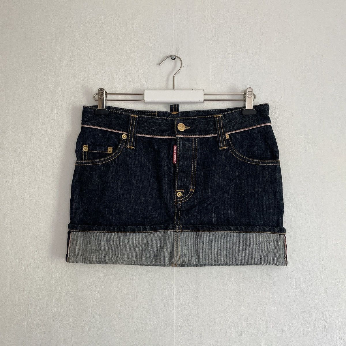 Dsquared2 Dsquared2 Cimosa Cuffed Denim Mini Skirt Size 27" / US 4 / IT 40 - 2 Thumbnail