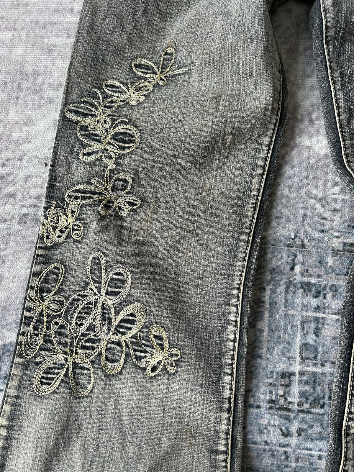 If Six Was Nine Embroidery Art Flower Flared Jeans Size US 29 - 7 Thumbnail