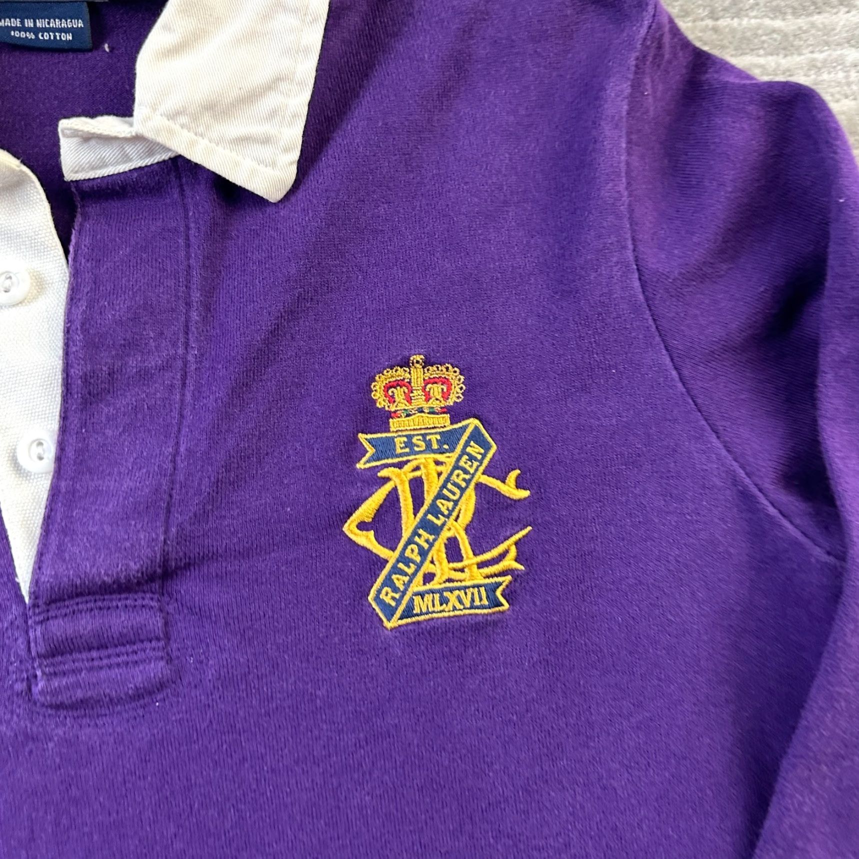 Polo Ralph Lauren VINTAGE Polo Ralph Lauren Shirt Womens Medium Purple Rugby Crest Y2K Preppy Size M / US 6-8 / IT 42-44 - 4 Thumbnail