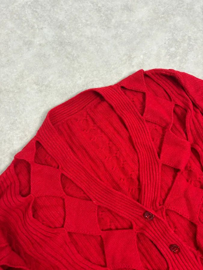 Moschino Moschino Perfored Red Geometrical Cardigan Size S / US 4 / IT 40 - 5 Thumbnail