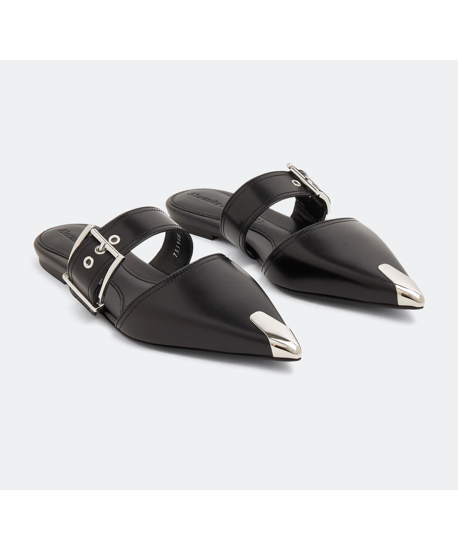 Alexander McQueen ALEXANDER MCQUEEN black leather flat mules 37 q Size US 7 / IT 37 - 1 Thumbnail
