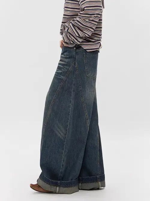Jean Washed machete design baggy vintage Y2K street hip hop jeans Size US 28 / EU 44 - 6 Thumbnail