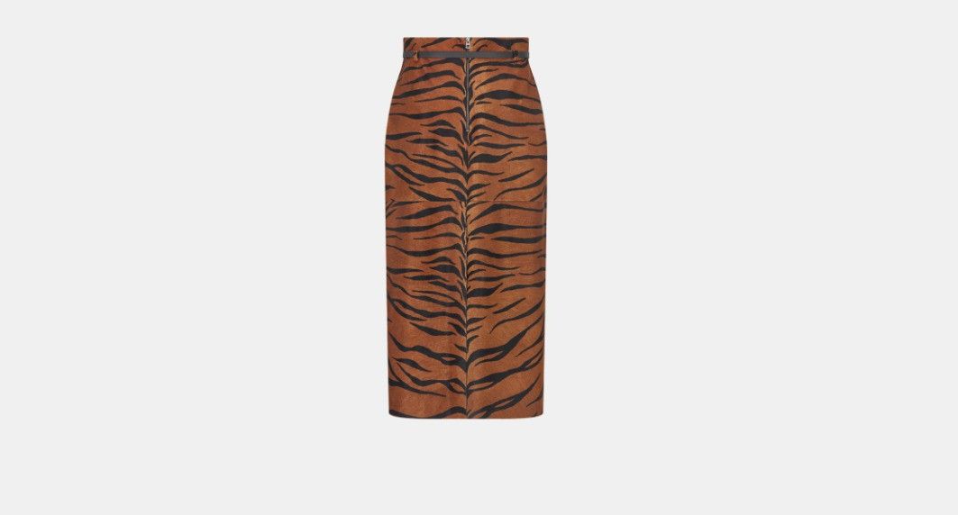 Dior o1w1db10225 Leather Mid Skirt in Brown Black Size 28" / US 6 / IT 42 - 2 Thumbnail