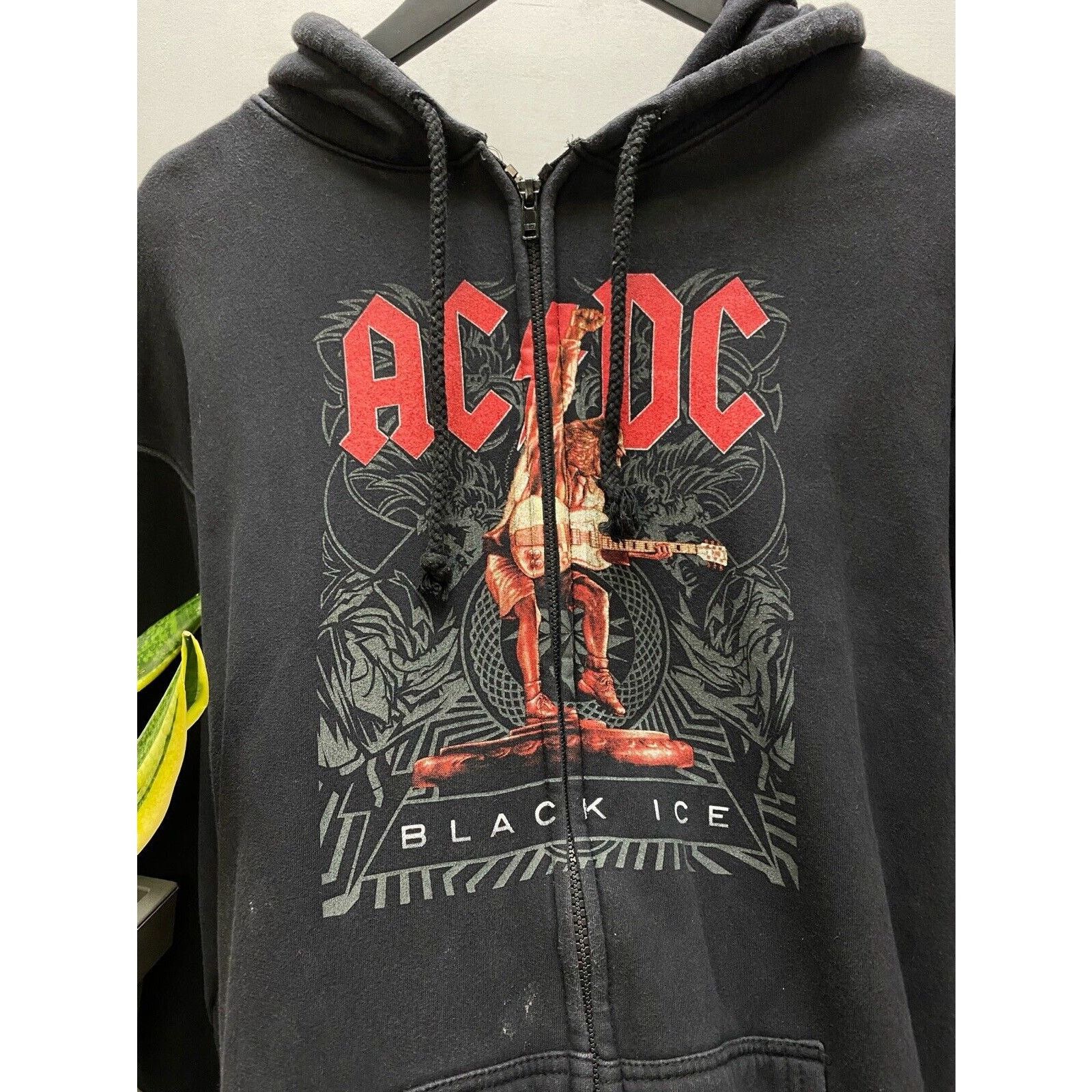 AC/DC × Vintage AC/DC Black Ice 2000s Zip Up Hoodie Promo Album Faded XL Size US XL / EU 56 / 4 - 8 Thumbnail