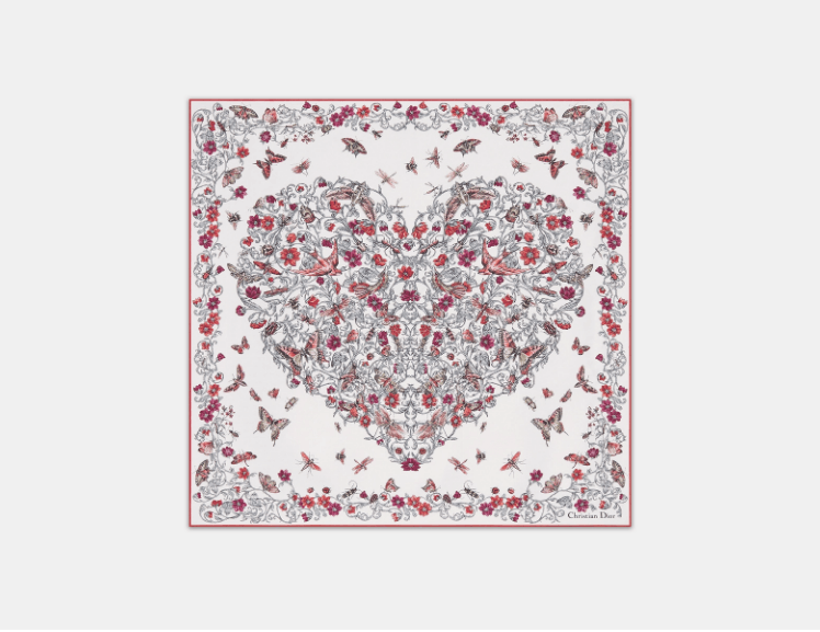 Dior o1w1db11125 51CRO0 Size : OS / Square Scarf in Ivory/Red Size ONE SIZE - 1 Thumbnail