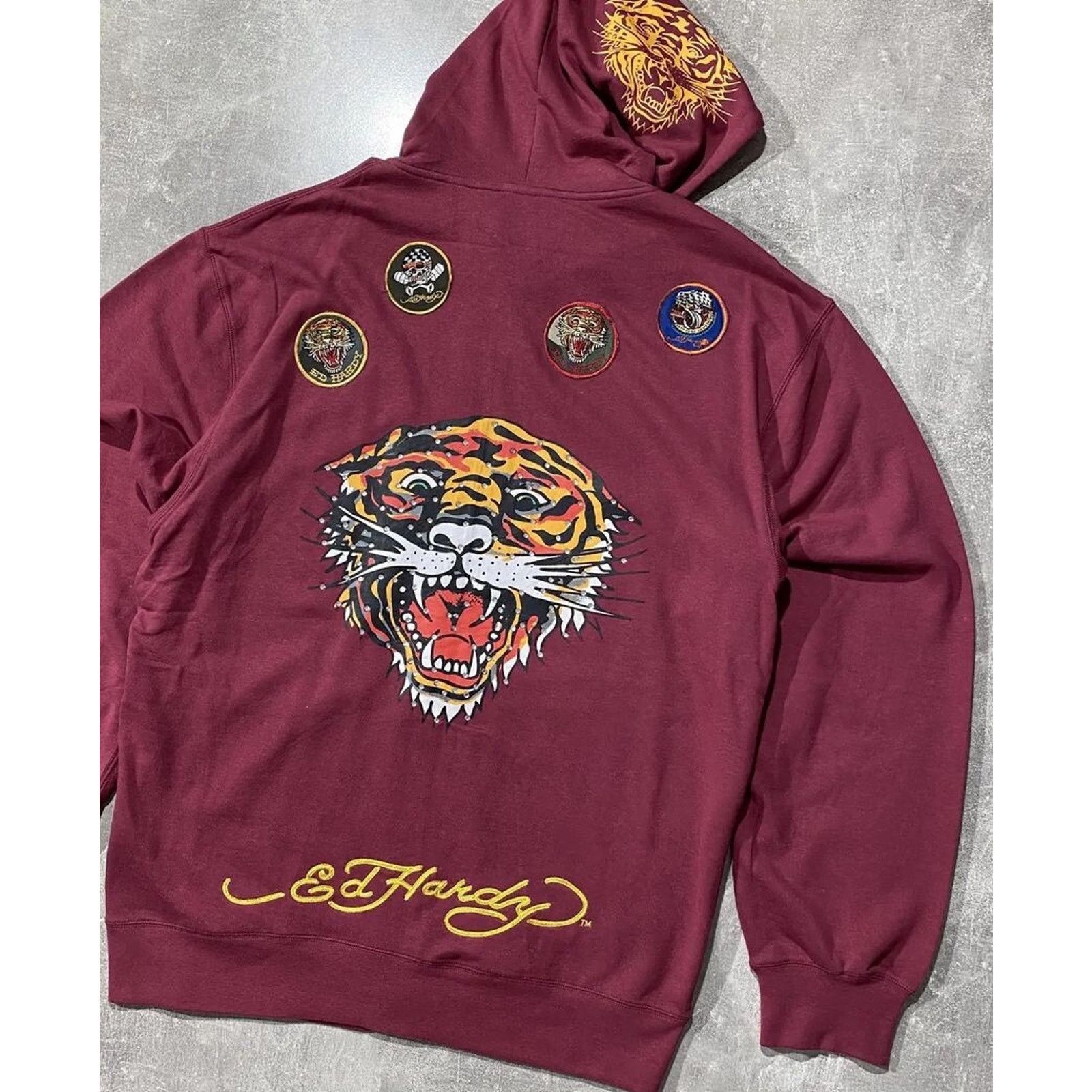 Vintage Vintage 00s Ed Hardy Tiger Tattoo Zip Hoodie Size US XXL / EU 58 / 5 - 5 Thumbnail