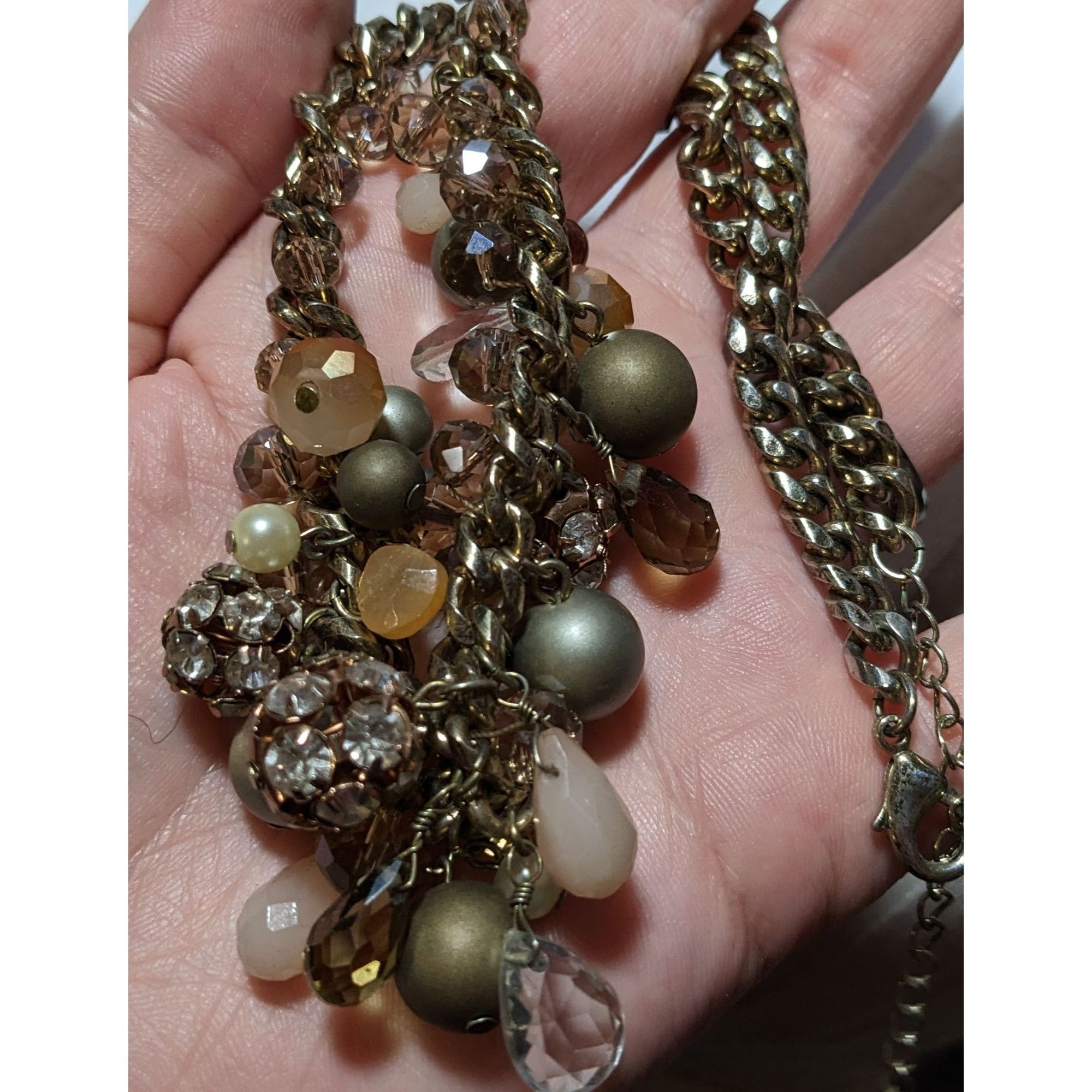 Loft Glam Ann Taylor Loft Gold Beaded Fringe Necklace Size ONE SIZE - 4 Thumbnail