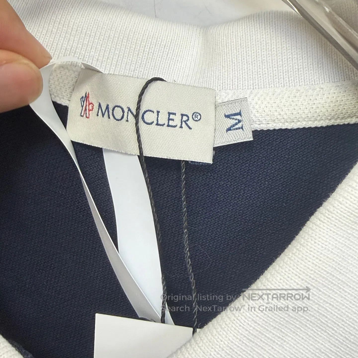 Moncler Moncler Blue and White Small Logo Short Sleeve Polo Shirt| Size US M / EU 48-50 / 2 - 2 Thumbnail