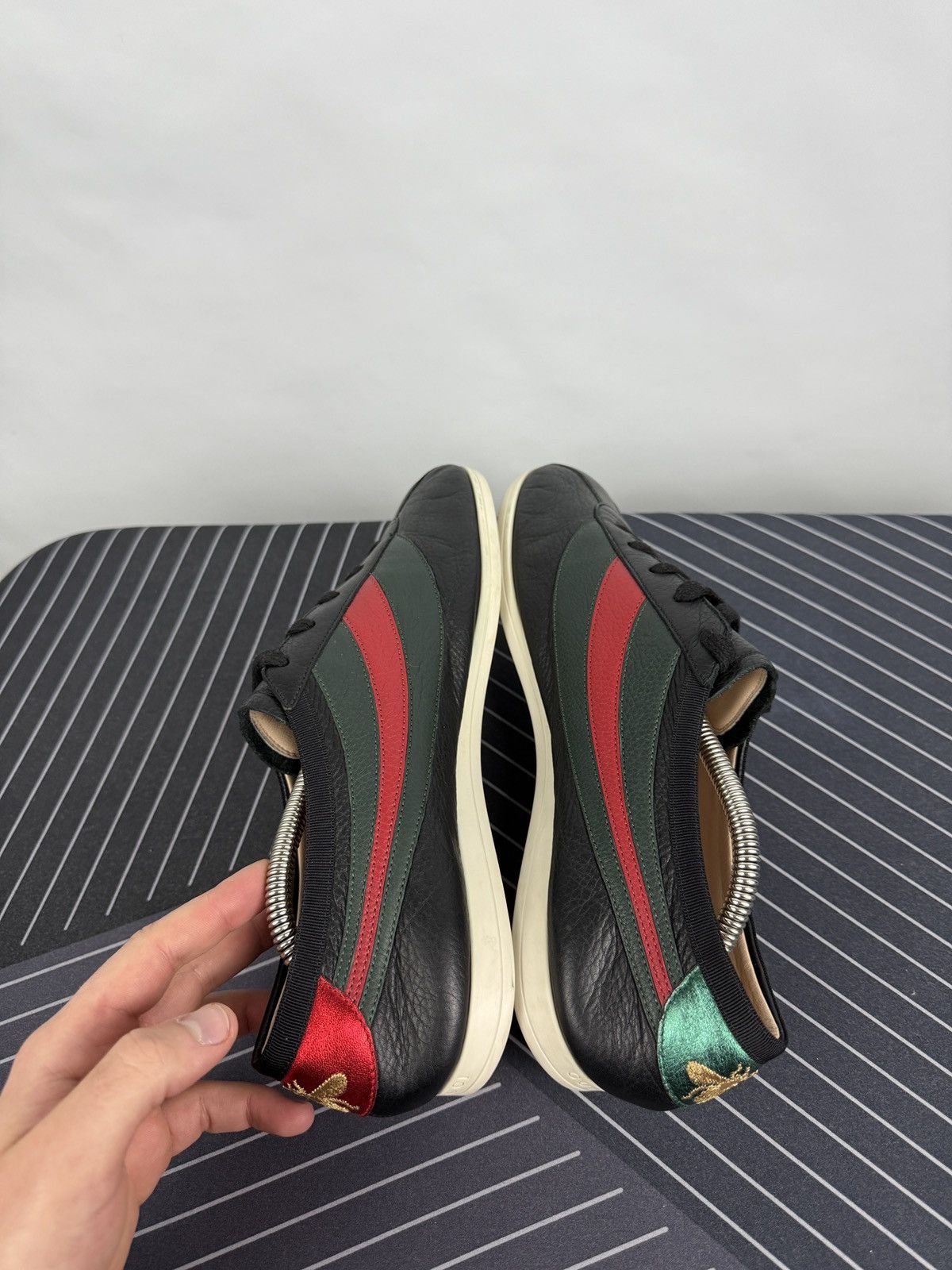 Gucci 🇮🇹 Gucci Leather Falacer Web Sneakers Made in Italy Rare Size US 8 / EU 41 - 6 Thumbnail
