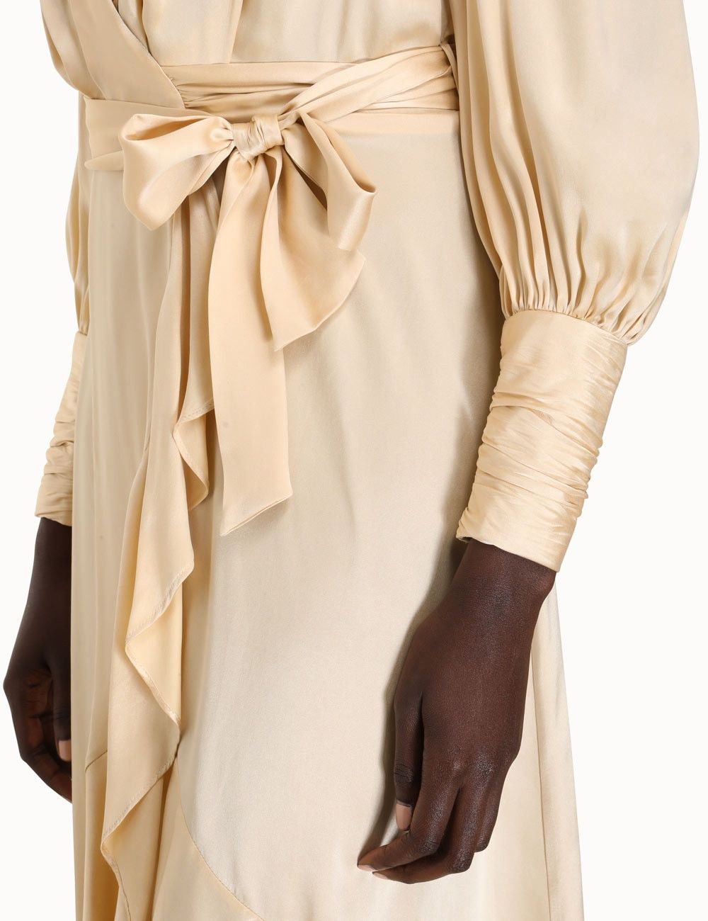 Zimmermann oc11z0425 Silk Wrap Midi Dress in Beige Size L / US 10 / IT 46 - 7 Thumbnail