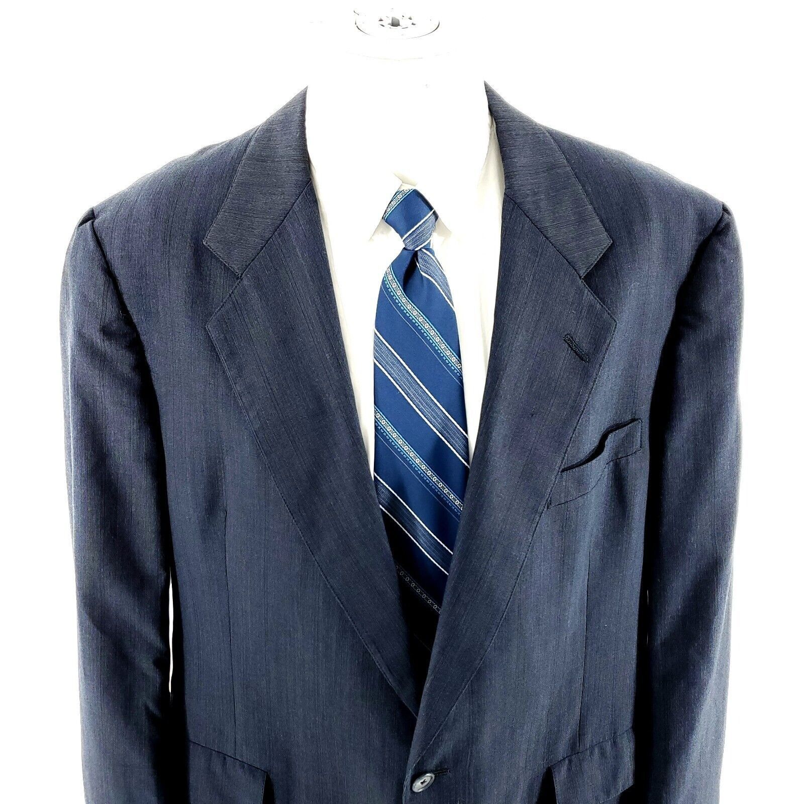 Hart Schaffner Marx DAMAGED Hart Schaffner Marx Wool 2 Button Blazer 44R Blue Po Size 44R - 1 Thumbnail