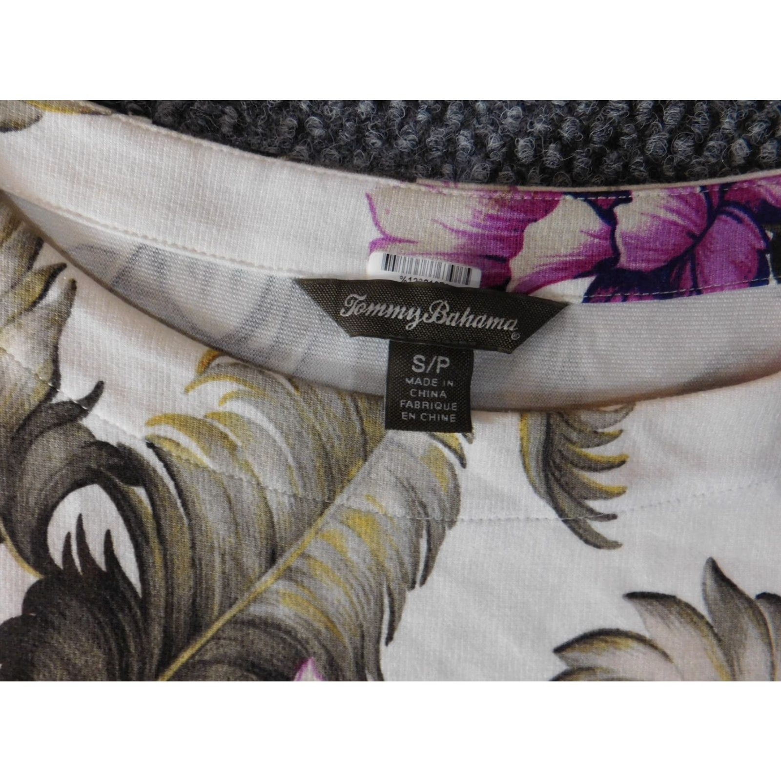Tommy Bahama Tommy Bahama Dress Womens Midi A-Line Floral White S Short Sleeve Mock Neck Zip Crochet Knit Stretch Summer Casual Size S / US 4 / IT 40 - 6 Thumbnail